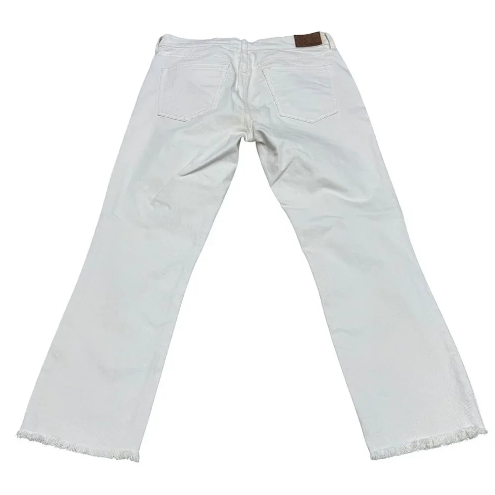 Johnny Was The Cropped Boyfriend Jean Women's Off White Pants Fray Hem, Size 27 - Picture 2 of 13